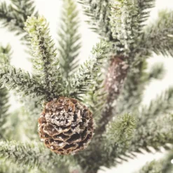 Trees & Topiaries-Kirkland's Home Frosted Pinecone Tree In Whitewash Planter, 24 In. Green/White/Brown