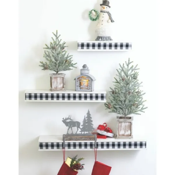 Trees & Topiaries-Kirkland's Home Frosted Pinecone Tree In Whitewash Planter, 24 In. Green/White/Brown