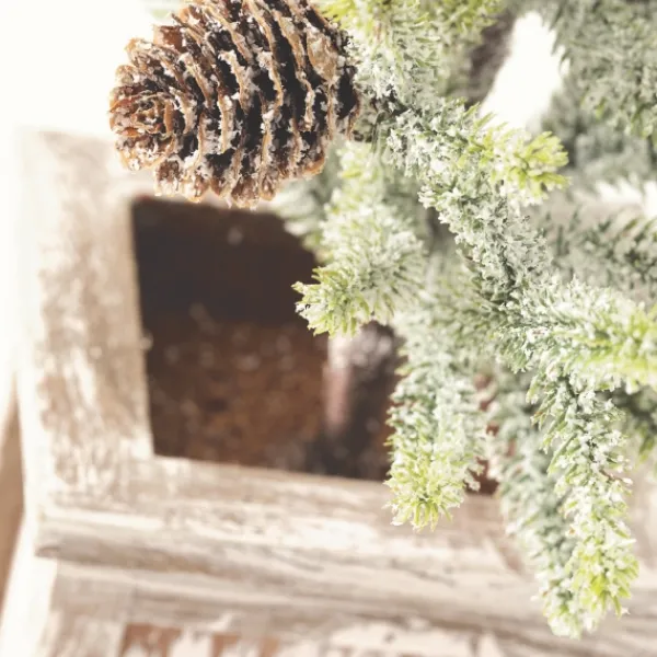 Trees & Topiaries-Kirkland's Home Frosted Pinecone Tree In Whitewash Planter, 18 In. Green/White/Brown