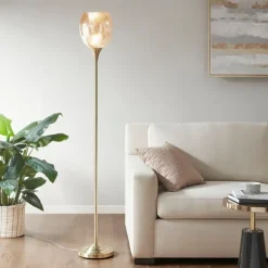 Floor Lamps-Kirkland's Home Frosted Starlight Golden Floor Lamp White