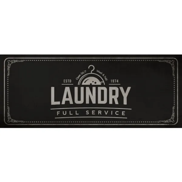 Kitchen & Floor Mats-Kirkland's Home Full Service Laundry Black Floor Mat, 24X60 Black/White