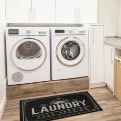 Kitchen & Floor Mats-Kirkland's Home Full Service Laundry Black Floor Mat, 24X36 Black/White