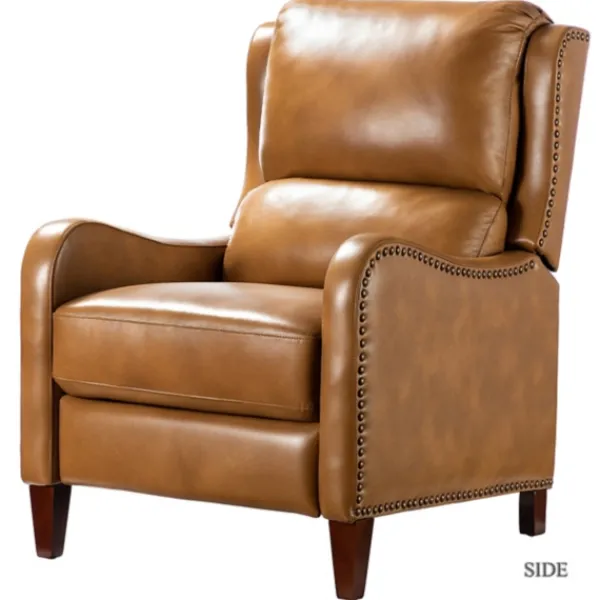 Accent Chairs-Kirkland's Home Full-Grain Leather Recliner Accent Chair Brown