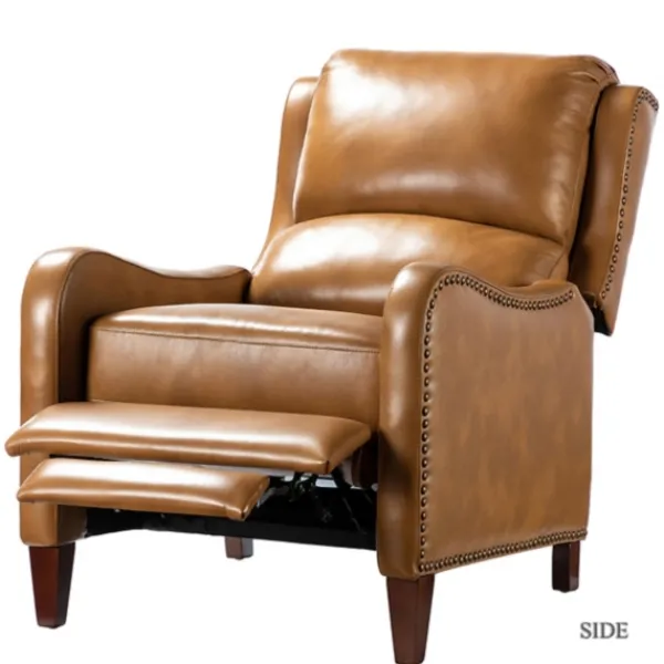 Accent Chairs-Kirkland's Home Full-Grain Leather Recliner Accent Chair Brown