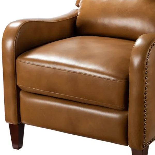 Accent Chairs-Kirkland's Home Full-Grain Leather Recliner Accent Chair Brown
