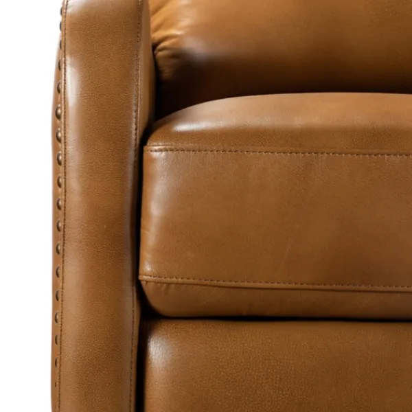 Accent Chairs-Kirkland's Home Full-Grain Leather Recliner Accent Chair Brown