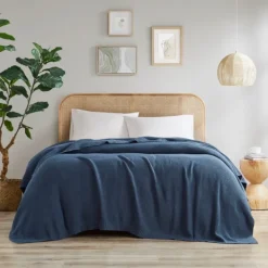 Blankets & Throws-Kirkland's Home Full/Queen Rylan Knit Blanket Blue