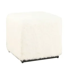 Benches & Ottomans-Kirkland's Home Fur Cube Ottoman White