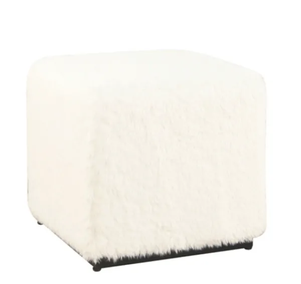 Benches & Ottomans-Kirkland's Home Fur Cube Ottoman White