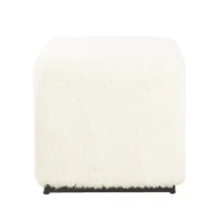 Benches & Ottomans-Kirkland's Home Fur Cube Ottoman White