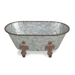 Baskets & Boxes-Kirkland's Home Galvanized Decorative Bathtub Silver