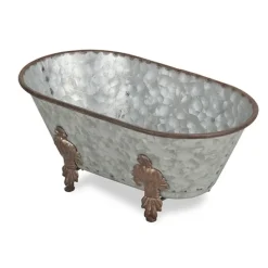 Baskets & Boxes-Kirkland's Home Galvanized Decorative Bathtub Silver