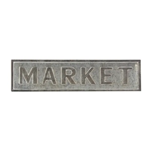 Wall Quotes & Signs-Kirkland's Home Galvanized Iron Market Wall Sign Silver