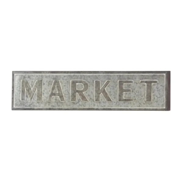 Wall Quotes & Signs-Kirkland's Home Galvanized Iron Market Wall Sign Silver