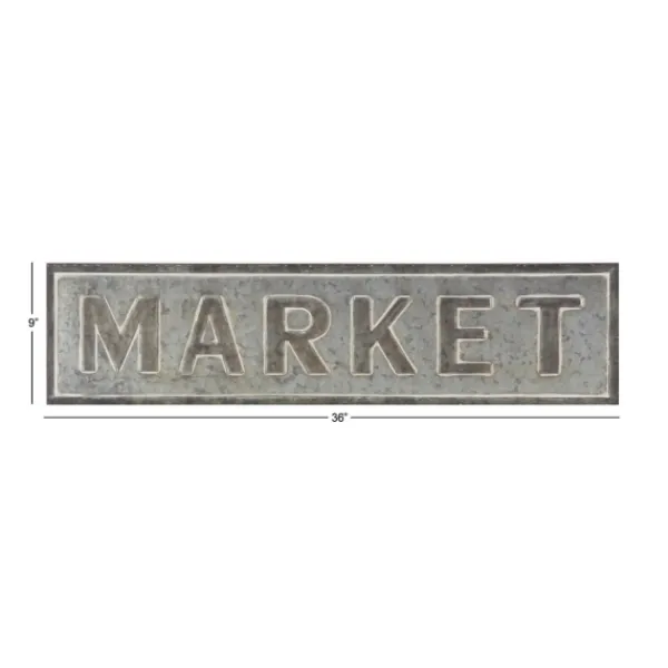 Wall Quotes & Signs-Kirkland's Home Galvanized Iron Market Wall Sign Silver