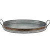 Decorative Trays-Kirkland's Home Galvanized Metal Tray With Rust Trim Silver