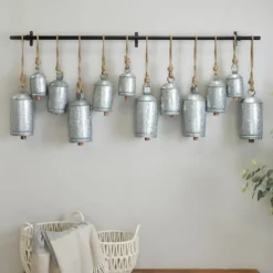 Decorative Accents-Kirkland's Home Galvanized Round Bells Wall Plaque Silver
