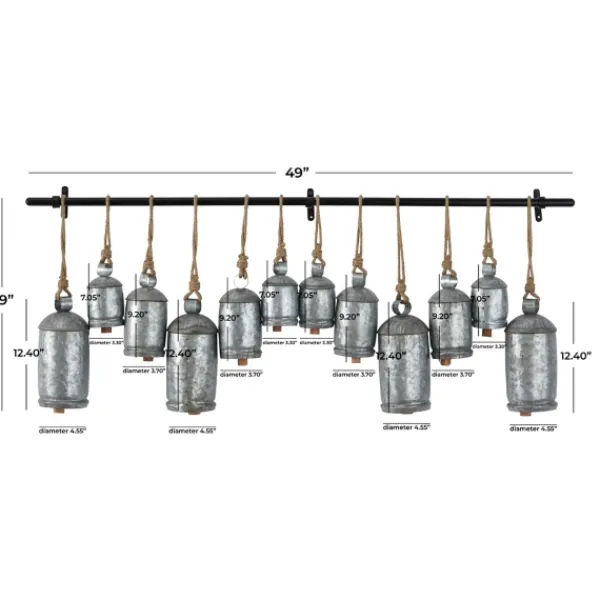 Decorative Accents-Kirkland's Home Galvanized Round Bells Wall Plaque Silver