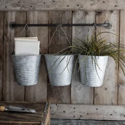 Wall Storage-Kirkland's Home Galvanized Silver Bucket Wall Planters