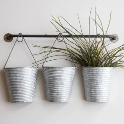 Wall Storage-Kirkland's Home Galvanized Silver Bucket Wall Planters