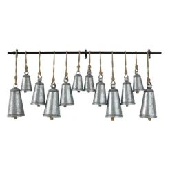 Decorative Accents-Kirkland's Home Galvanized Triangle Bells Wall Plaque Silver
