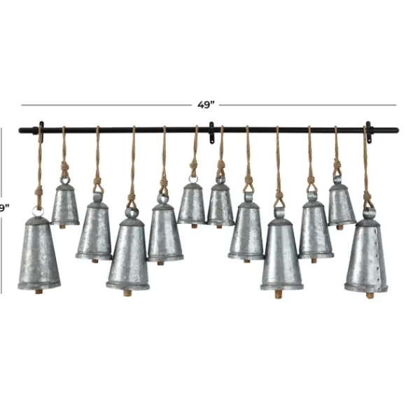 Decorative Accents-Kirkland's Home Galvanized Triangle Bells Wall Plaque Silver