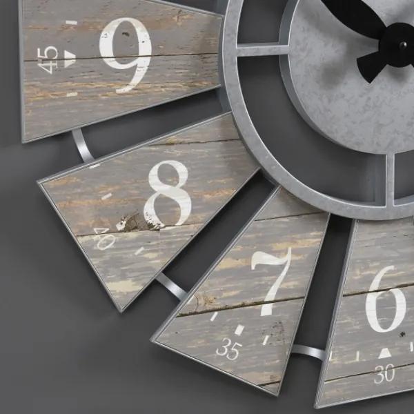 Clocks-Kirkland's Home Galvanized Windmill Wall Clock Gray