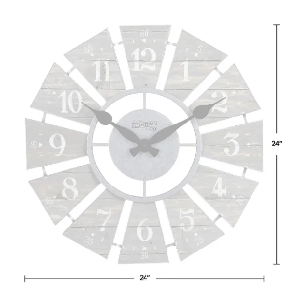 Clocks-Kirkland's Home Galvanized Windmill Wall Clock Gray