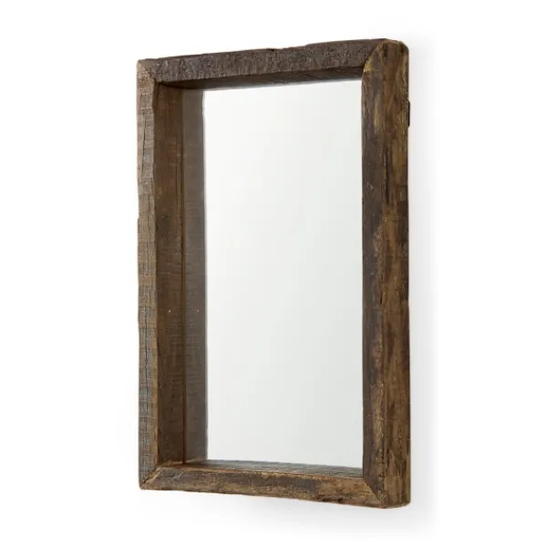 Framed Mirrors-Kirkland's Home Garcelle Raw Wood Rectangle Wall Mirror Brown