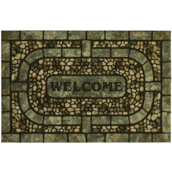 Doormats-Kirkland's Home Garden Pebble Welcome Doormat Gray/Black