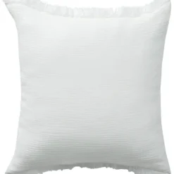 Pillows-Kirkland's Home Gauze Organic Fringe Throw Pillow White