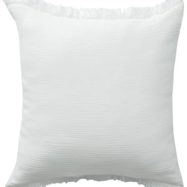 Pillows-Kirkland's Home Gauze Organic Fringe Throw Pillow White