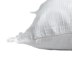 Pillows-Kirkland's Home Gauze Organic Fringe Throw Pillow White