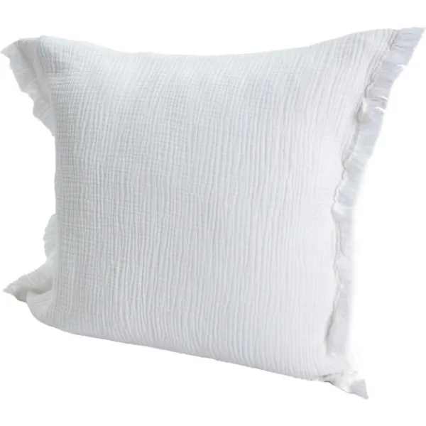 Pillows-Kirkland's Home Gauze Organic Fringe Throw Pillow White