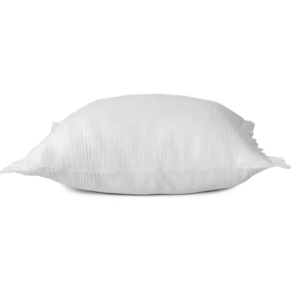 Pillows-Kirkland's Home Gauze Organic Fringe Throw Pillow White