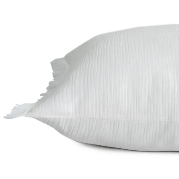 Pillows-Kirkland's Home Gauze Organic Fringe Throw Pillow White