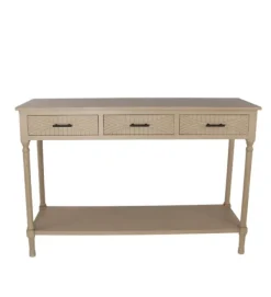 Console Tables-Kirkland's Home Geo 3-Drawer Console Table Tan