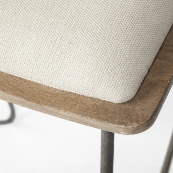 Bar Stools & Counter Height Stools-Kirkland's Home Geometric Base And Saddle Seat Bar Stool Ivory
