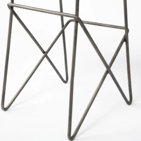 Bar Stools & Counter Height Stools-Kirkland's Home Geometric Base And Saddle Seat Bar Stool Ivory