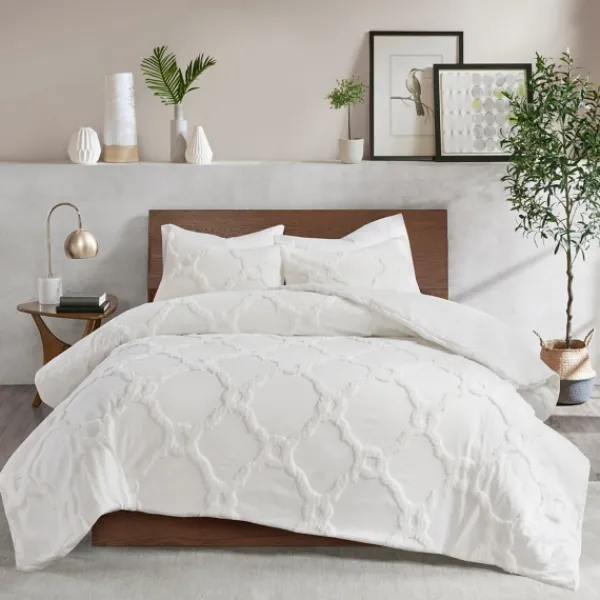 Comforters-Kirkland's Home Geometric California King 3-Pc Comforter Set White