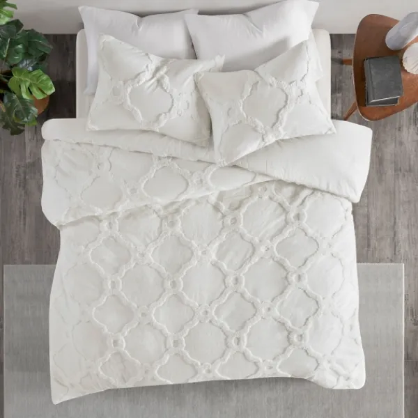 Comforters-Kirkland's Home Geometric California King 3-Pc Comforter Set White