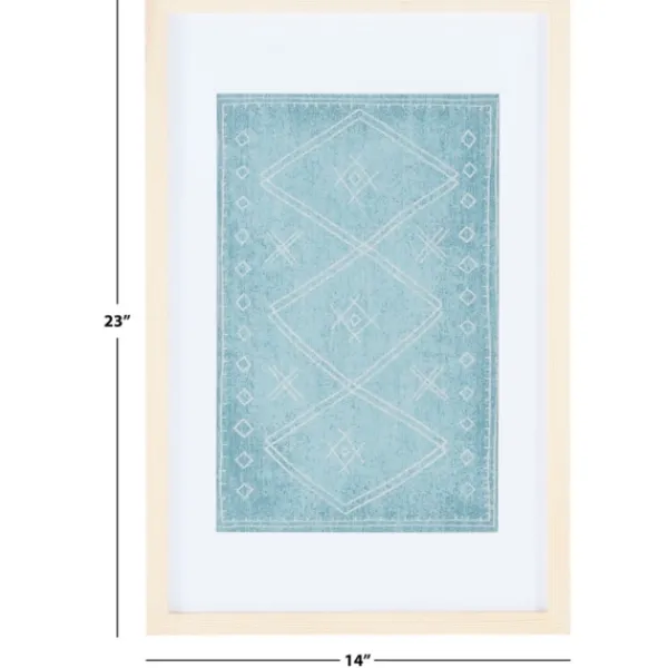 Wall Plaques-Kirkland's Home Geometric Framed Textile Wall Plaque Blue
