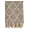 Blankets & Throws-Kirkland's Home Geometric Fringe Throw Blanket Tan