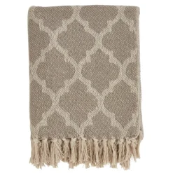 Blankets & Throws-Kirkland's Home Geometric Fringe Throw Blanket Tan