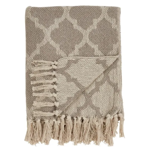 Blankets & Throws-Kirkland's Home Geometric Fringe Throw Blanket Tan