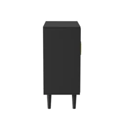 Cabinets & Sideboards-Kirkland's Home Geometric Gold Handle Cabinet Black