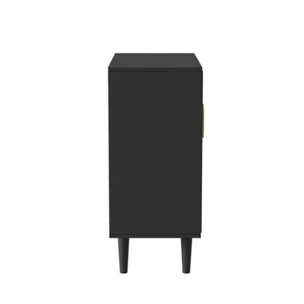 Cabinets & Sideboards-Kirkland's Home Geometric Gold Handle Cabinet Black