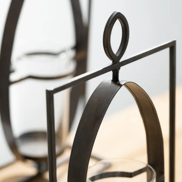 Candle Holders-Kirkland's Home Geometric Oval Frame Pillar Candle Holder Gray