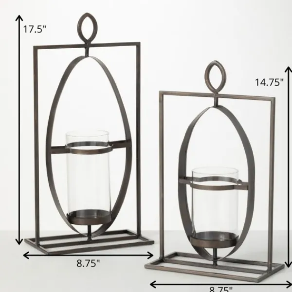 Candle Holders-Kirkland's Home Geometric Oval Frame Pillar Candle Holder Gray