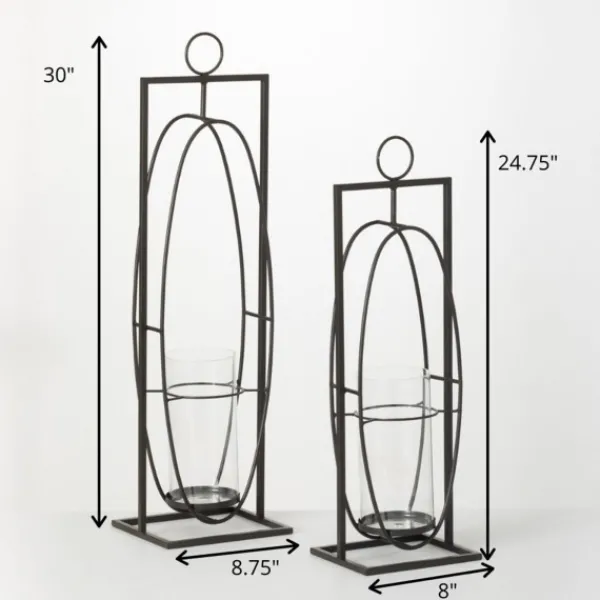 Sconces-Kirkland's Home Geometric Oval 2-Pc. Hurricane Sconce Set